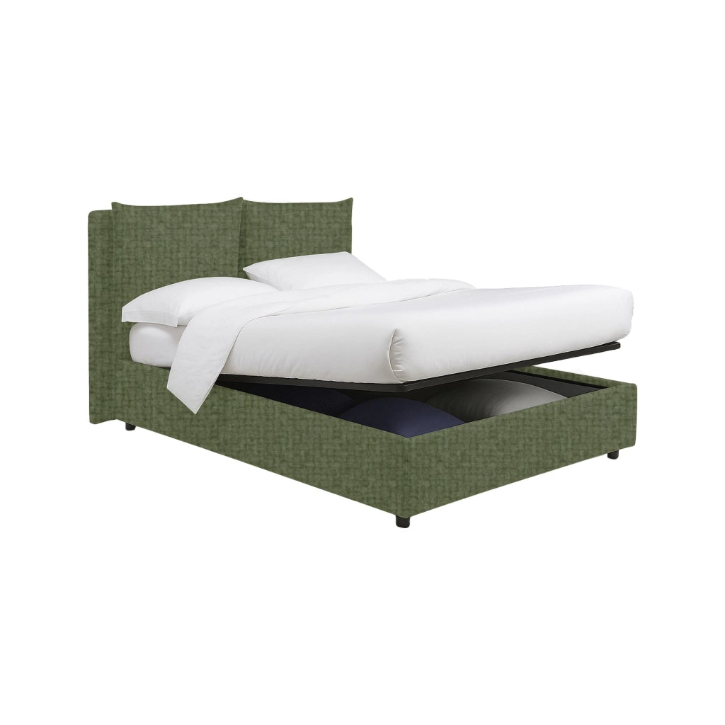 Liskeard, Letto Matrimoniale Sfoderabile Made in Italy, Verde