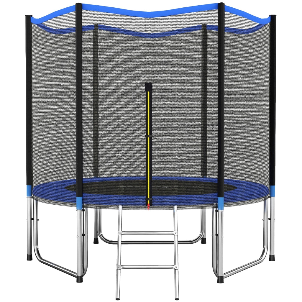 Trampolino Ø305x248 cm con Rete di Protezione e Scaletta per Esterni in Acciaio e PP Blu