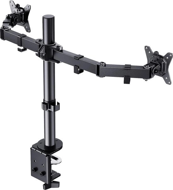 Stand per Doppio Monitor per Scherm da 13" a 32" con Struttura Solida Braccio Ergonomico per Monitor Regolabile in Altezza Angolo di Raccordo ±85° Girevole 180° Girevole 360° fino a 8 kg VESA 75/100 mm