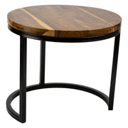 Tavolino in legno e metallo marrone 38x38x65h