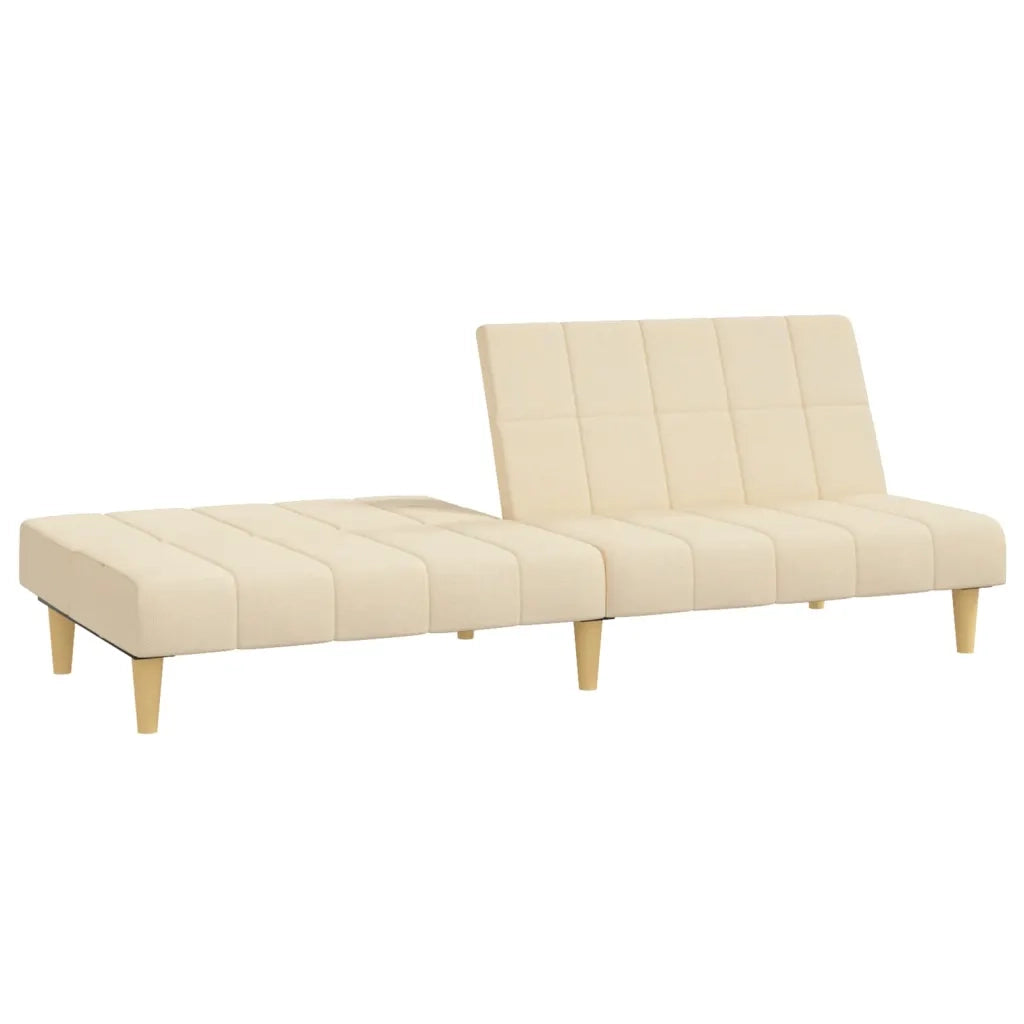 Divano Letto a 2 Posti Crema in Tessuto 375829