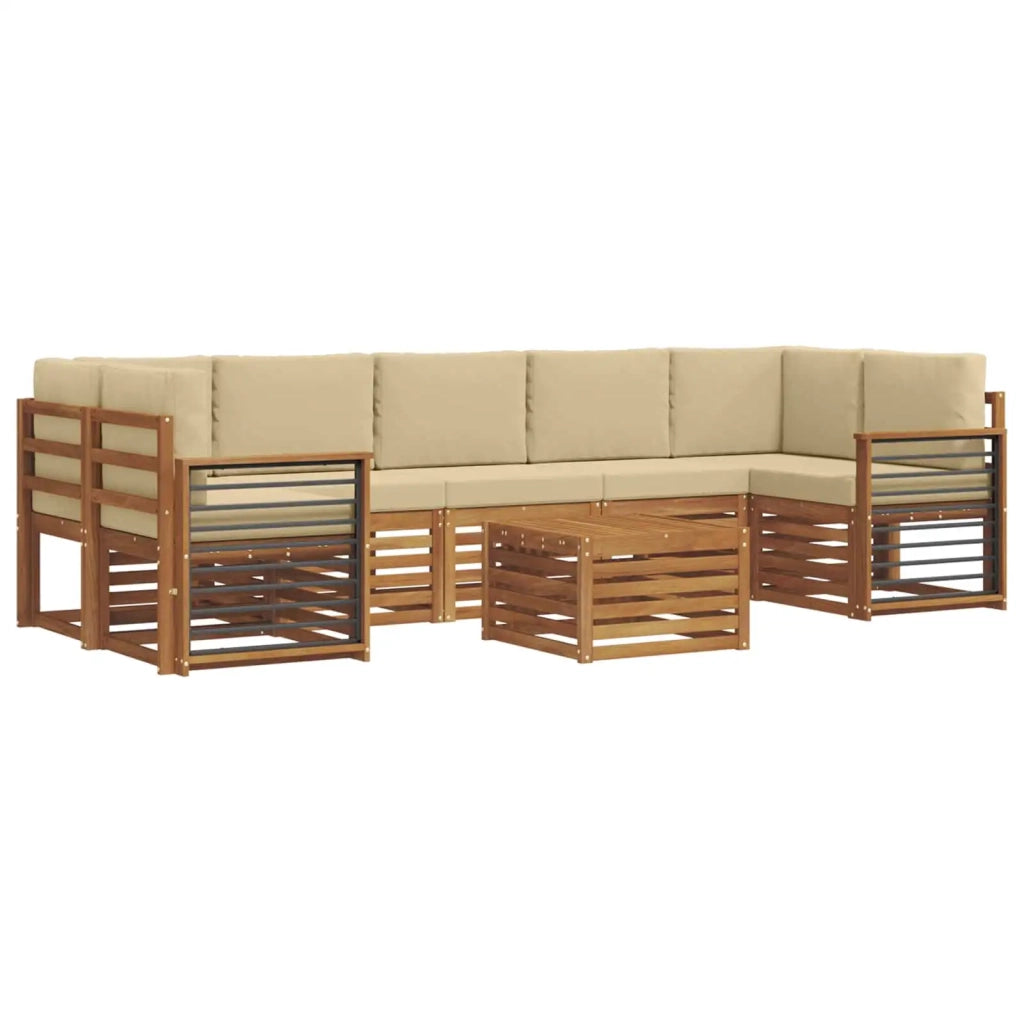 Set di divani da esterno 8 pz Naturale e Beige 3374543