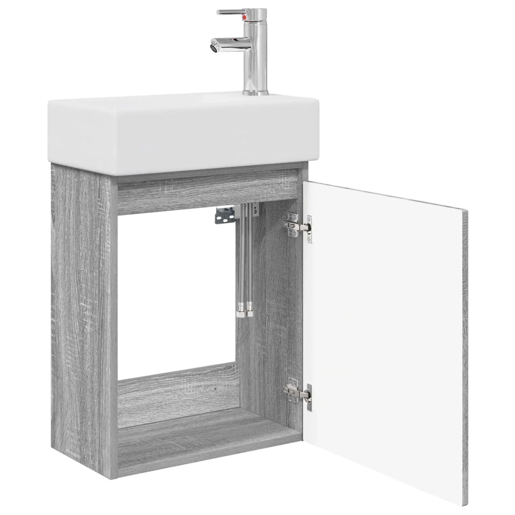 Mobile bagno con rubinetto Sonoma grigio 45,5 x 22,5 x 84 cm