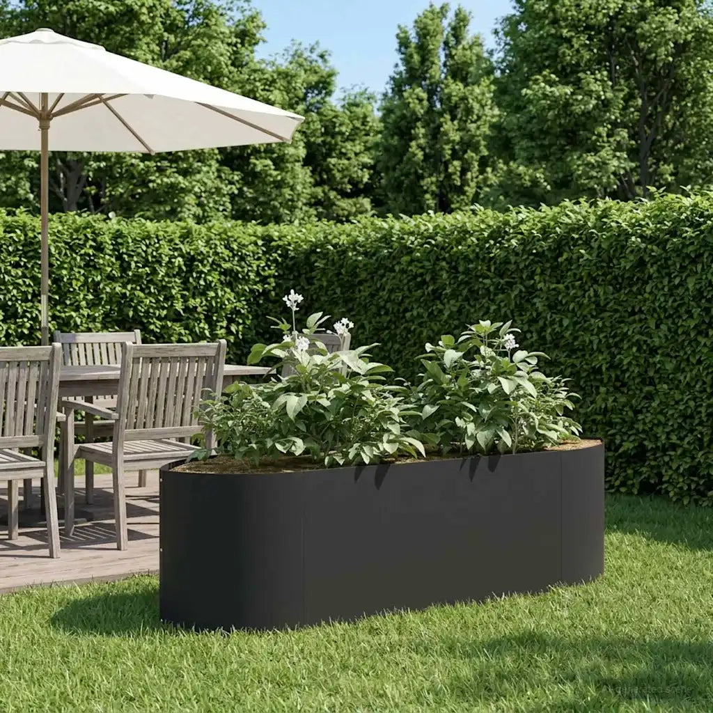 Letto rialzato da giardino Nero 140 x 40 x 40 cm Acciaio 8011712