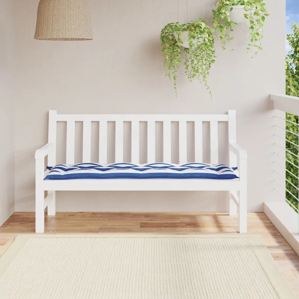 Cuscino per Panca-Cuscini per panchina Bianco e Blu 150x50x7 cm in Tessuto Oxford