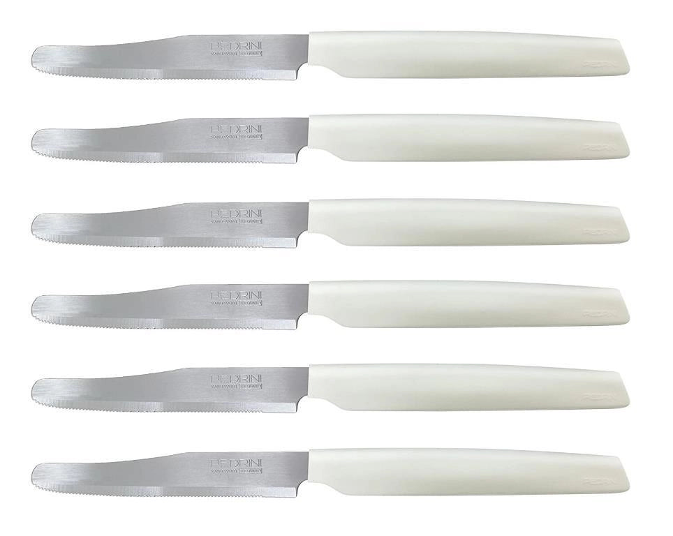 Set 6 Coltelli da Tavola Cucina Active Lama Seghettata Bianchi Pedrini