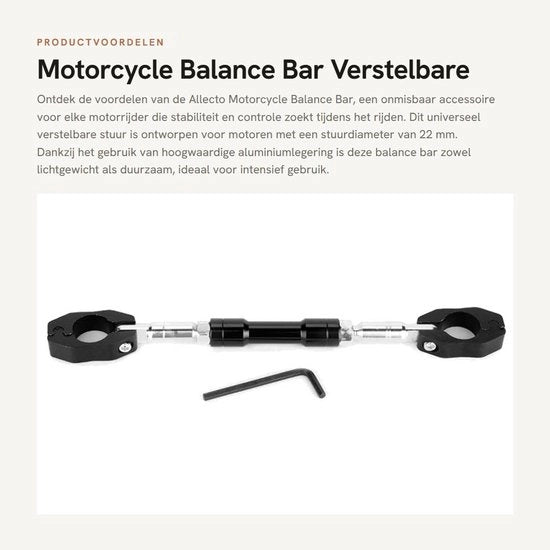Barra di equilibrio universale flessibile - Lega di alluminio - Adatto per sterzo da 22 mm - Installazione facile - Peso 160 g - Amplificatore sterzo