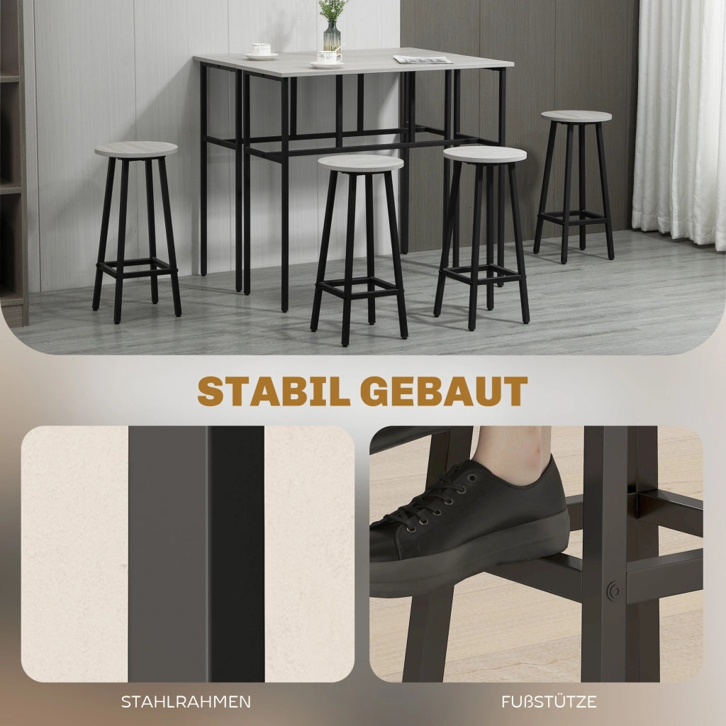 Tavolo da bar con sgabelli ¨C zephmum ¨C Grigio e nero, 6 pezzi