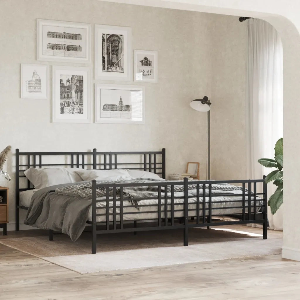 Giroletto con Testiera e Pediera Metallo Nero 183x213 cm cod mxl 116401