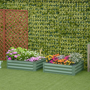 Set di 2 fioriere rialzate in acciaio verde 100x100x30 cm