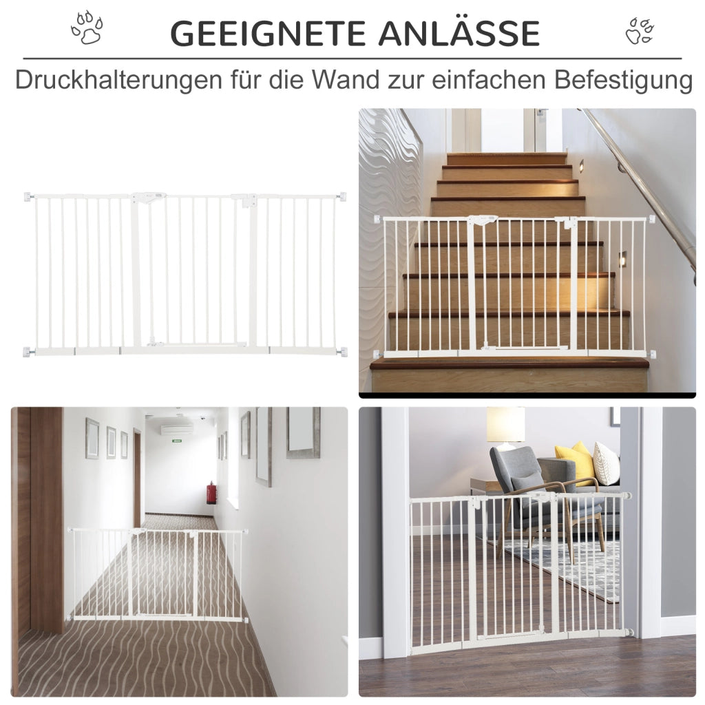 Barriera estensibile a forbice con chiusura automatica e blocco doppio, con estensioni, in ferro trattato bianco 68 × 77 cm