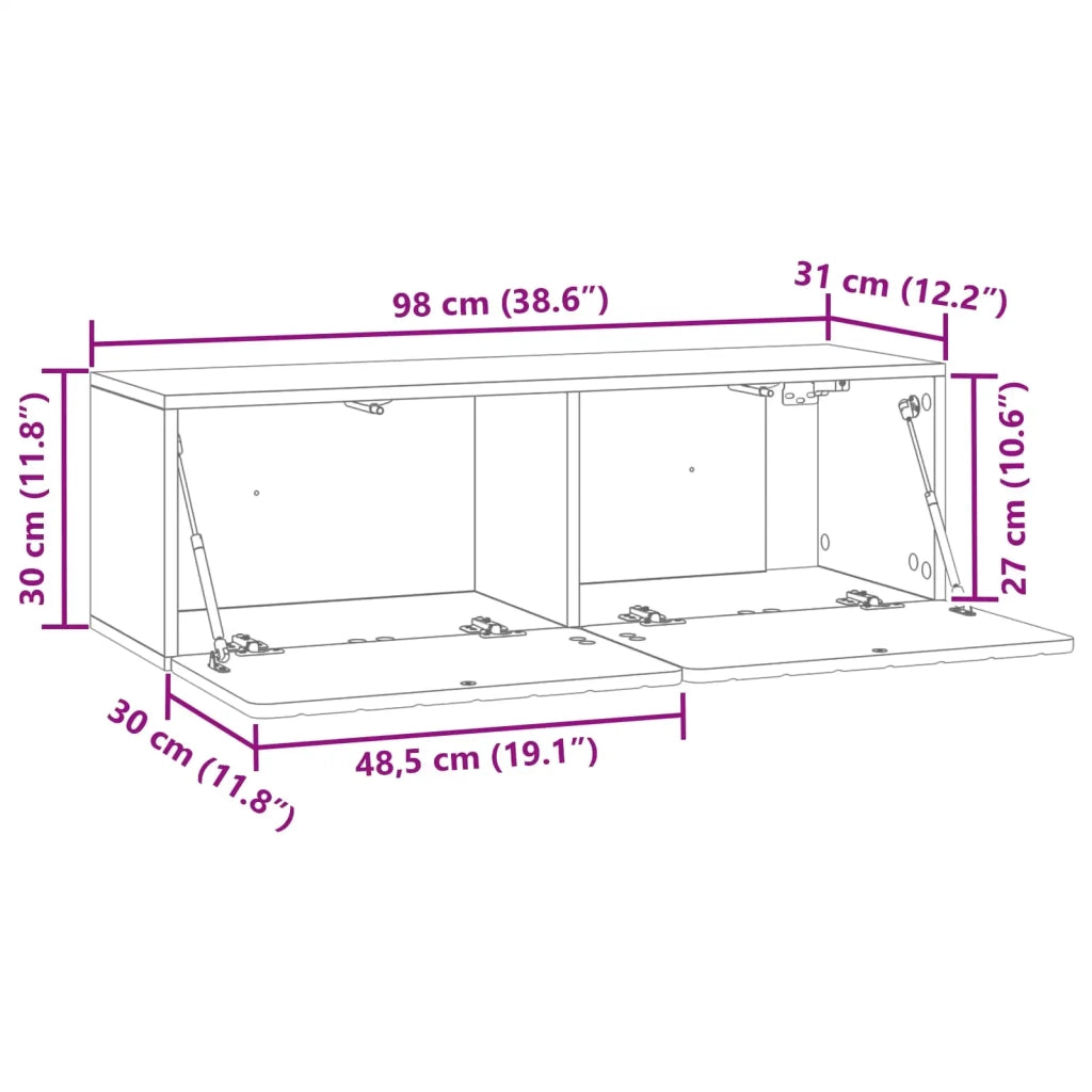 Mobile Porta TV da Muro Bianco 98 x 31 x 30 cm 898385