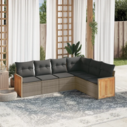 Set Divano da Giardino 6 pz con Cuscini Grigio in Polyrattan 3227684