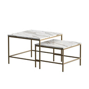 Vicco Tavolino da divano Bianco/Oro 60 x 60 cm 2 parti