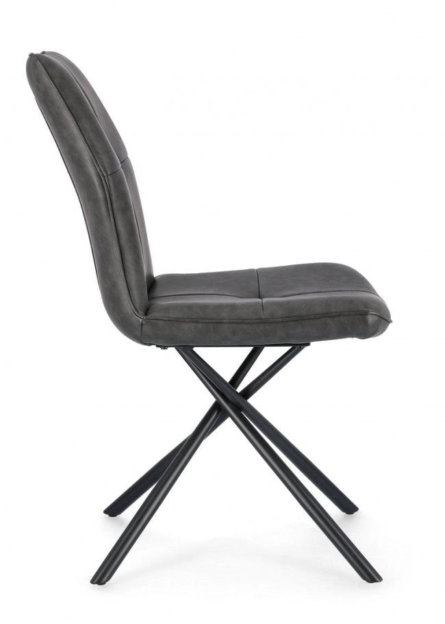 Set 2 Sedie 50x66x94h cm Kepler Pu Antracite