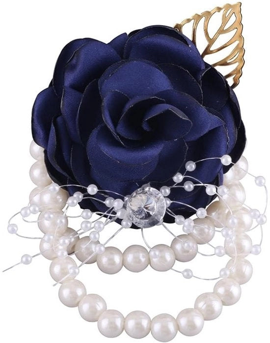 Bracciale di fiori blu - fiori artificiali/peri - corona di nozze - accessorio per la sposa - ragazza da sposa - festa/anniversario - dimensioni 7 x 9 cm