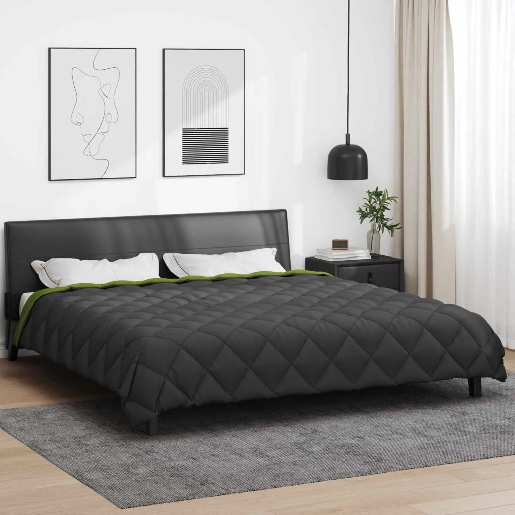 Piumone | Duvet Invernale Verde e Antracite 220 x 260 cm Microfibra