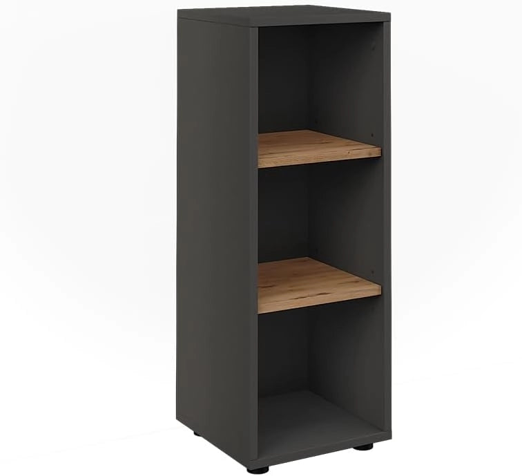 Mobiletto midi Irma, Antracite/Artisan, 30 x 95 cm 4 vani portaoggetti, per la conservazione di articoli da bagno e prodotti per la cura personale