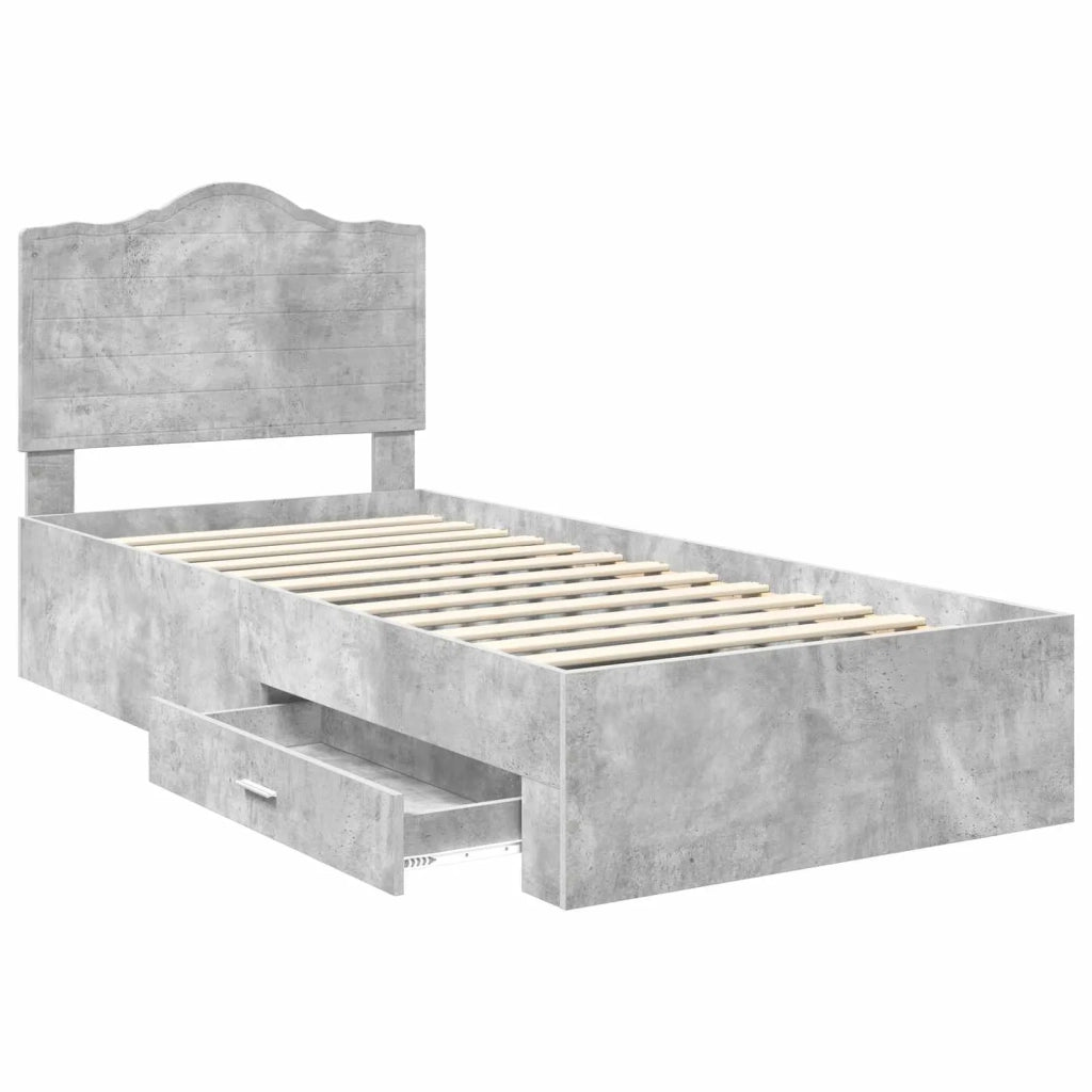 Struttura del letto con testiera-Giroletto con Testiera Grigio cemento 90 x 190 cm 782657