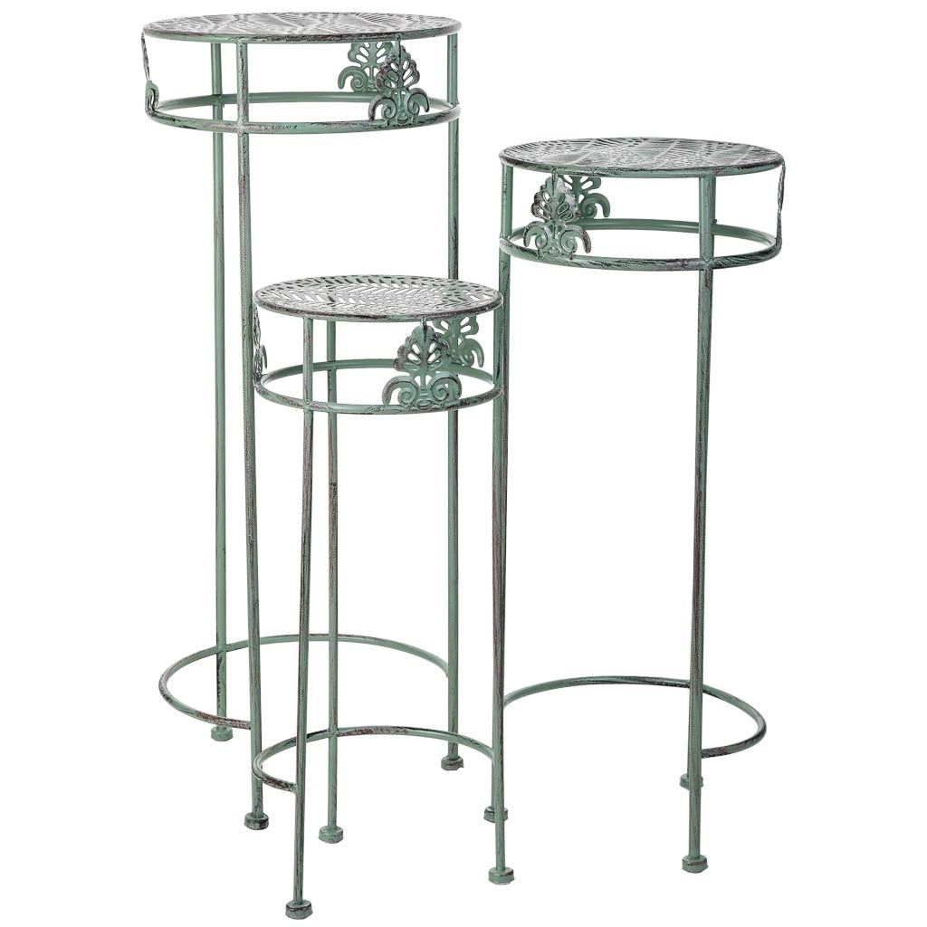 Supporto vasi verde 3 pezzi 28x28x69-24x24x59-20x20x49h cm