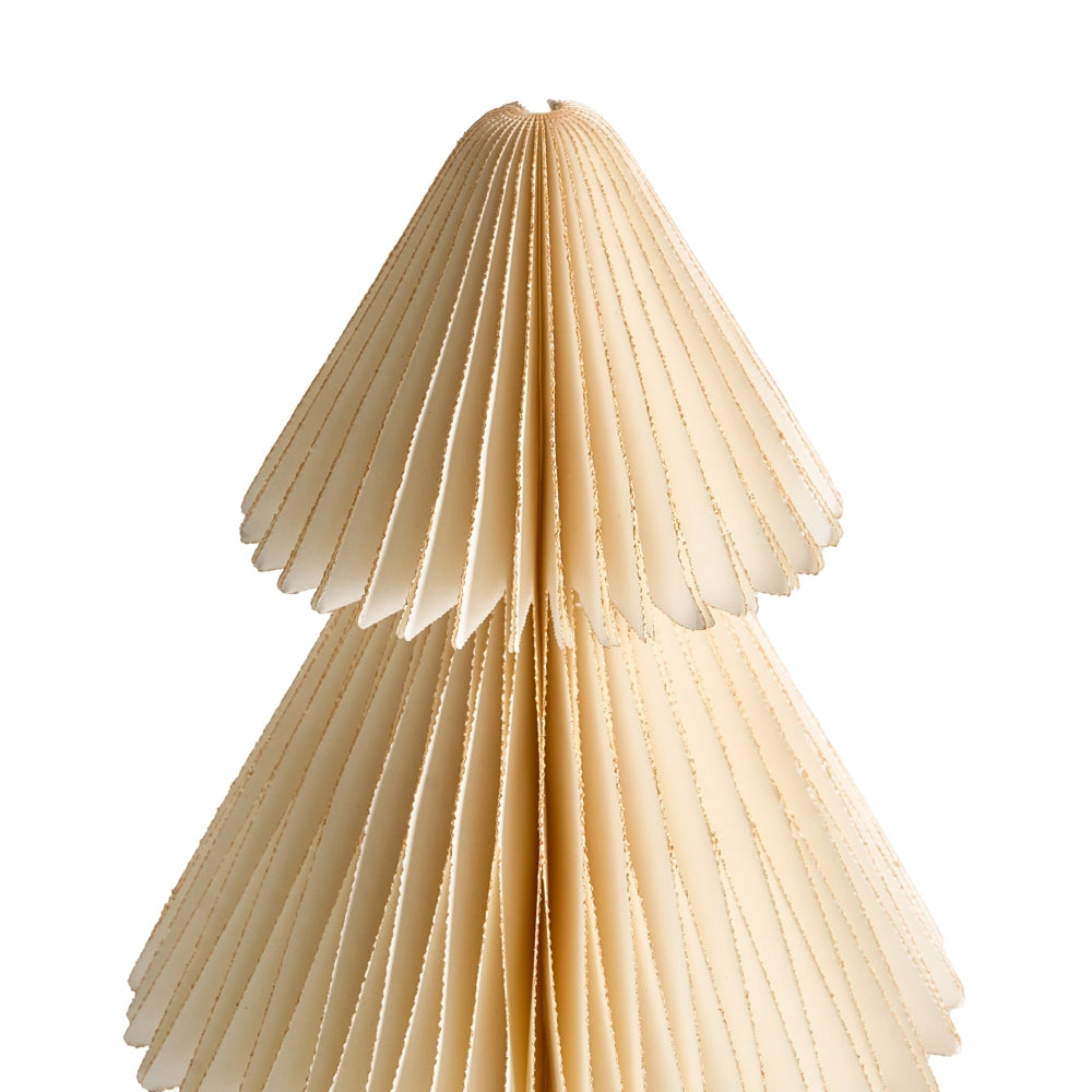 Set di 5 statuine di alberi di Natale beige e verdi in carta a nido d'ape con effetto 3D in stile origami e motivi festivi