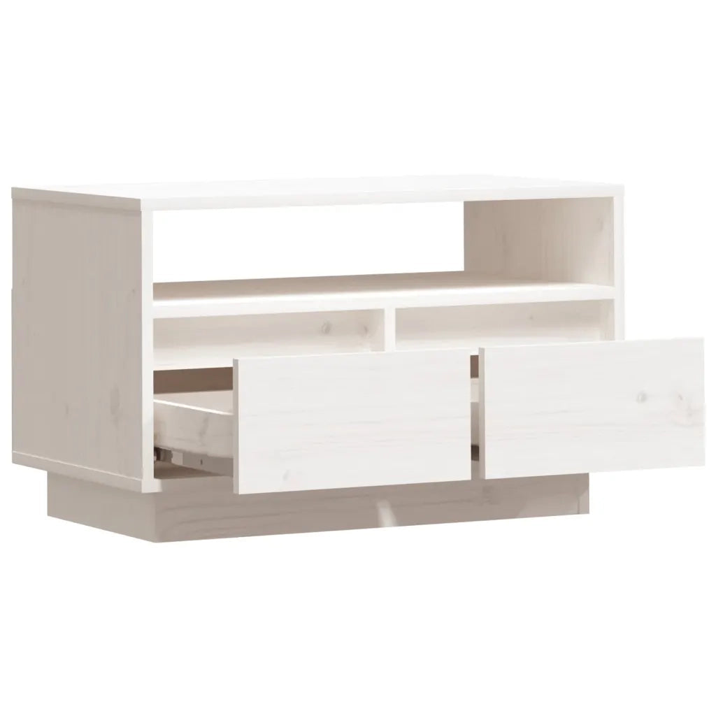 Mobile Porta TV Bianco 60x35x37 cm in Legno Massello di Pino 813426