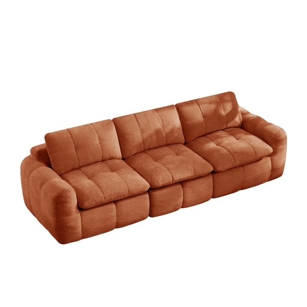Divano modulare 3 posti - con seduta ergonomica e schienali imbottiti - chenille arancione