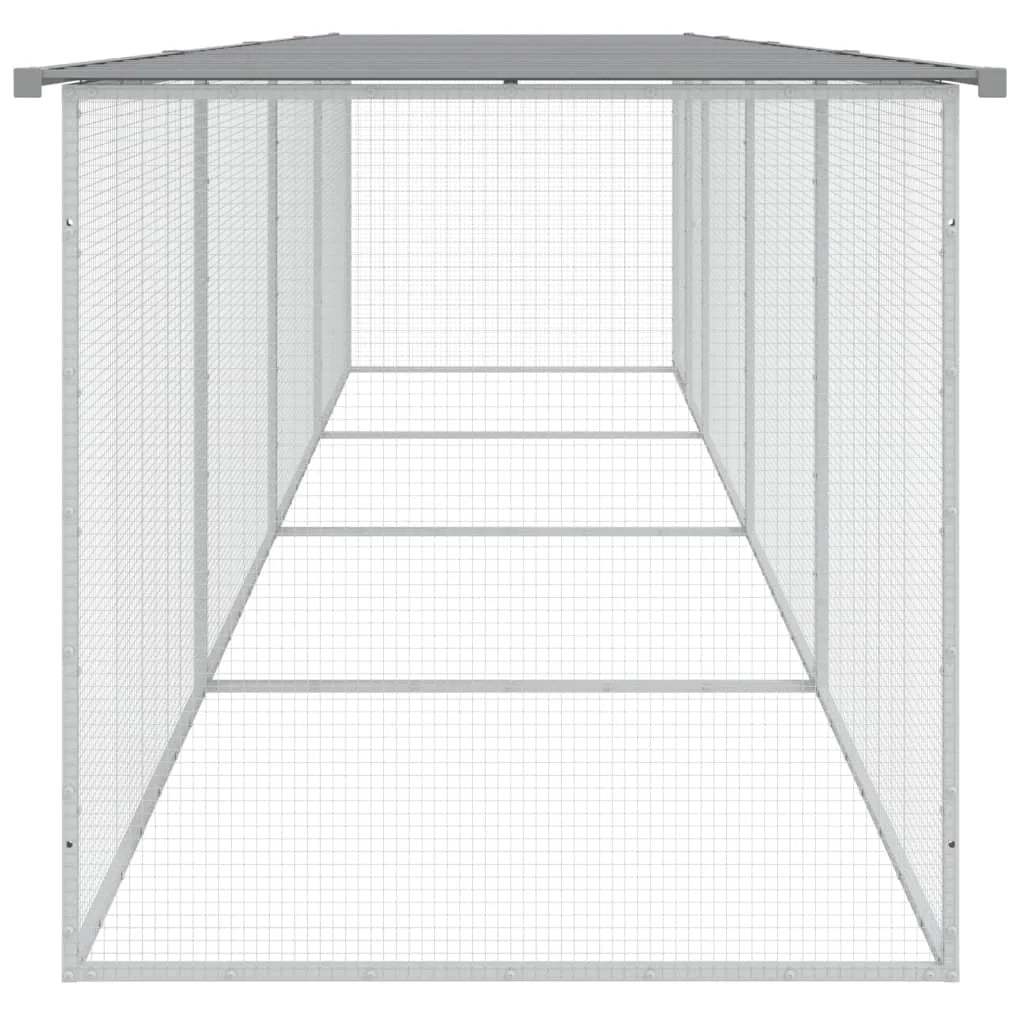 Pollaio/recinto/gabbia per polli con tetto trasparente 403 x 98 x 90 cm acciaio zincato grigio 02_0043985