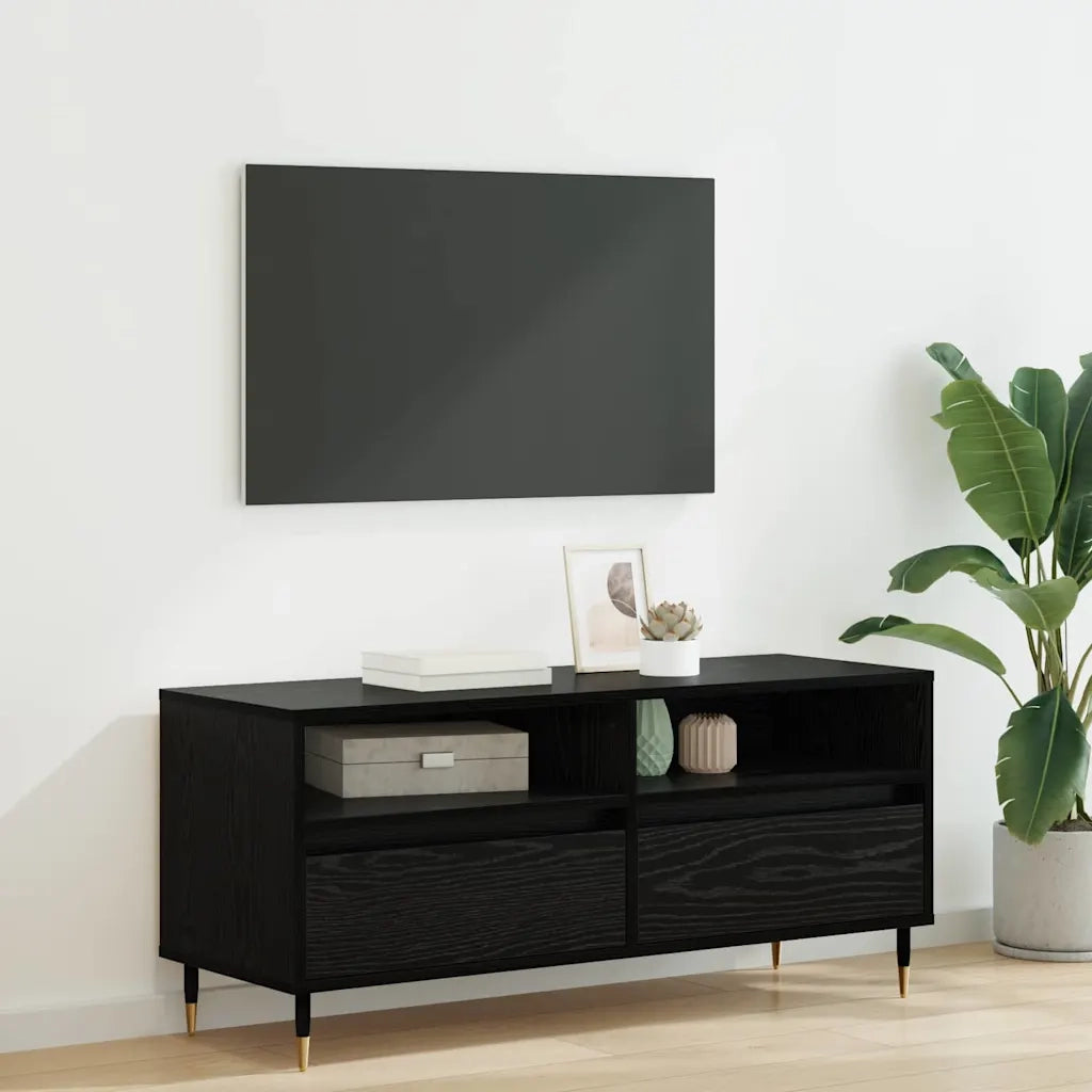 Mobile TV con cassetto-Credenza TV-Console TV Rovere Nero 100 x 34,5 x 44,5 cm 139787