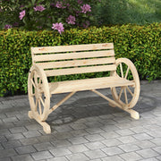 Panchina da giardino 2 posti in legno di abete naturale con braccioli stile rustico