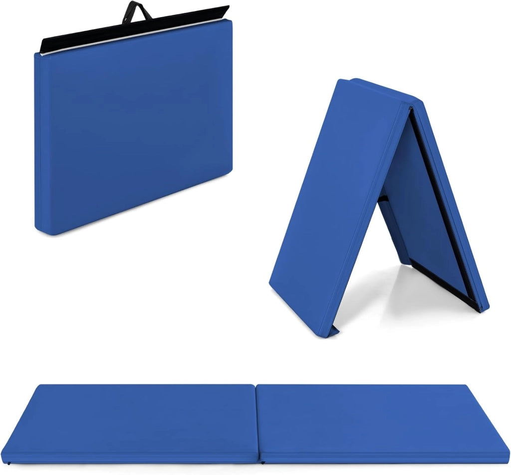 Tappeto Palestra Spesso, Tappetino Yoga Pieghevole e Portatile con Maniglie, Tappeto Fitness per Case e Palestra, 180 x 60 x 5 cm