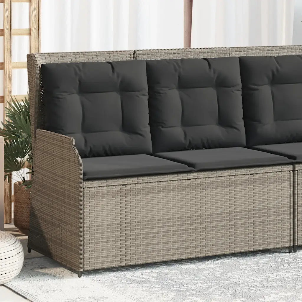 Panca Reclinabile Giardino con Cuscini-Sgabello-Sedia da esterno Grigio Chiaro Polyrattan 428465