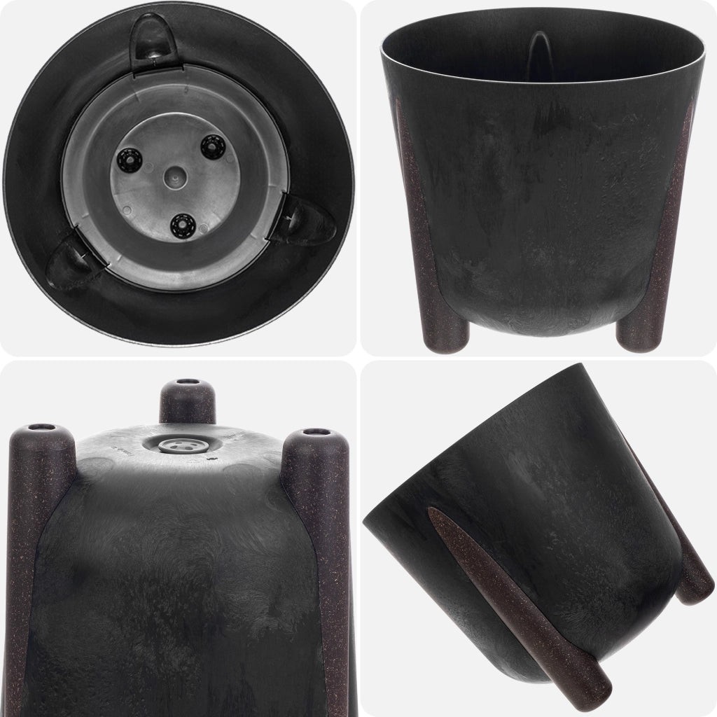 Vaso da fiori KADAX, coprivaso, fiori su gambe, con inserto, supporto per fiori, nero, 34 cm