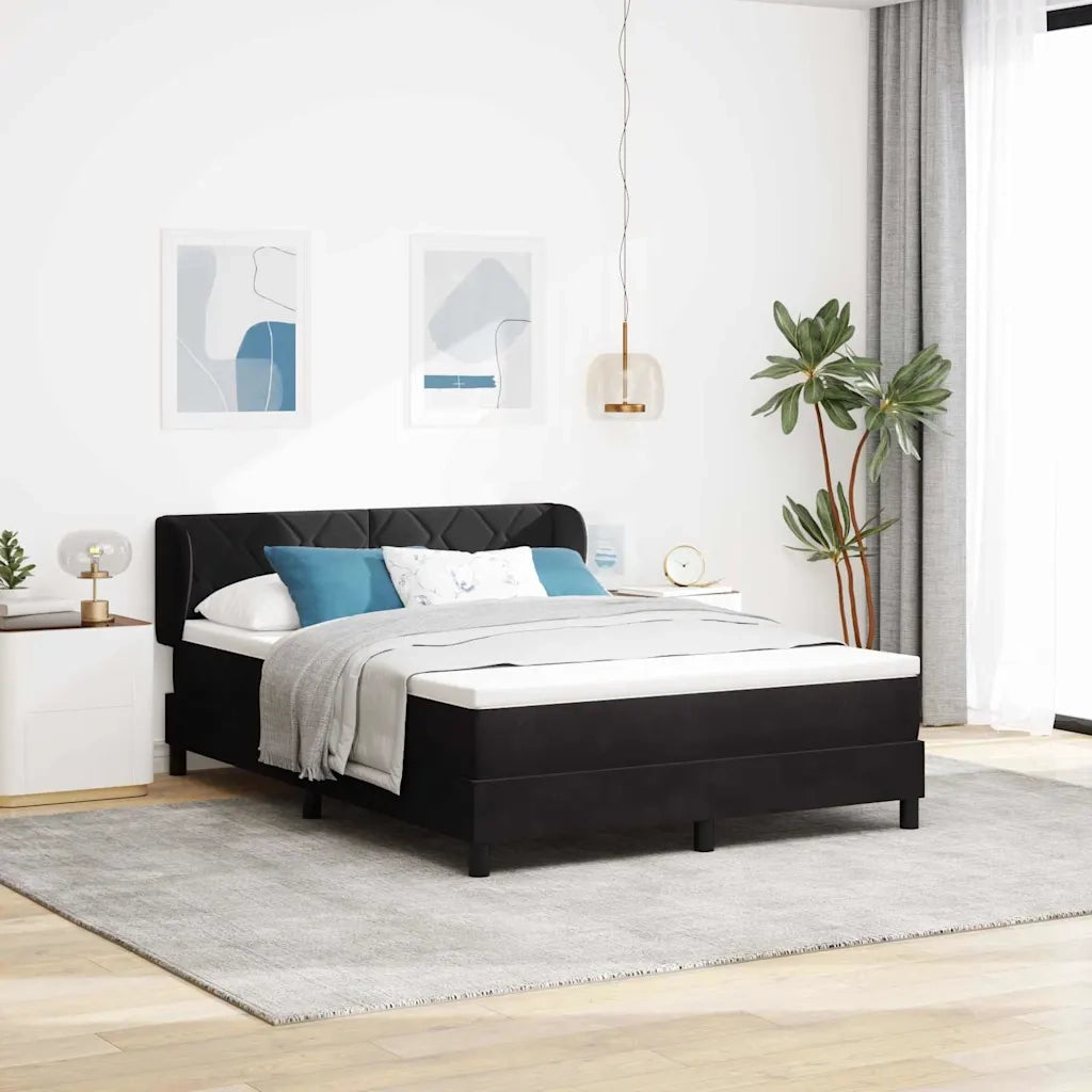 Letto a molle con materasso Nero 160 x 200 cm Velluto 3340450