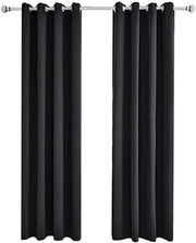Set di 2 pannelli di tende nera oscurante per porta scorrevole - Tende termo-isolanti per finestra - 132 x 241 cm