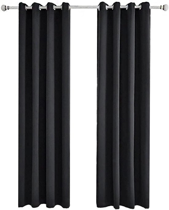 Set di 2 pannelli di tende nera oscurante per porta scorrevole - Tende termo-isolanti per finestra - 132 x 241 cm