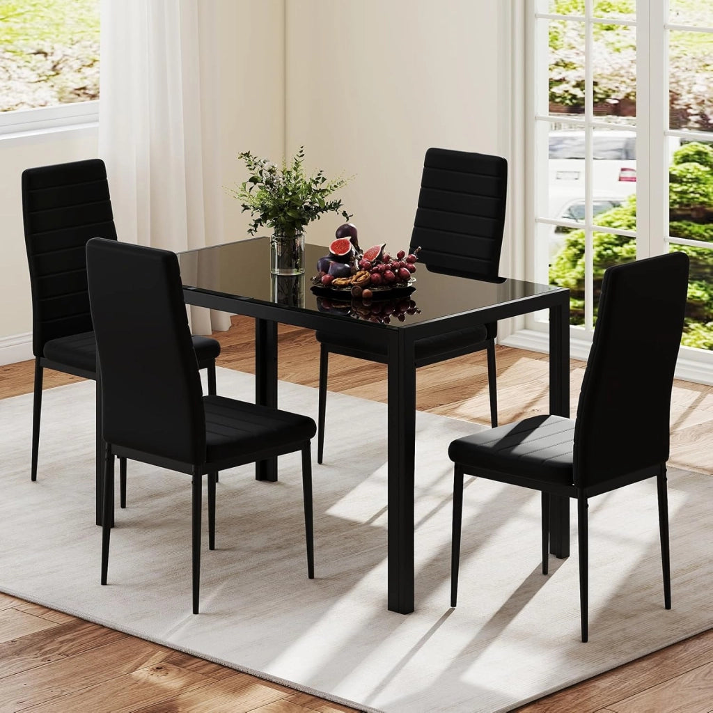Tavolo da Pranzo Rettangolare per 4 Persone, Tavolino Moderno con Piano in Vetro e Struttura in Metallo Robusta, Tavolo Salvaspazio per Cucina, Soggiorno e Ristorante, 120 x 70 x 75 cm