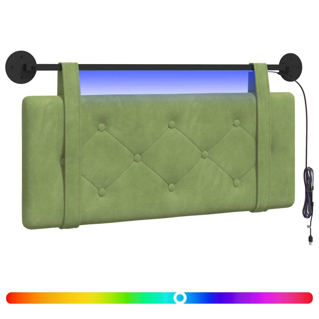 Testiera sospesa Con luce LED Verde chiaro Velluto
