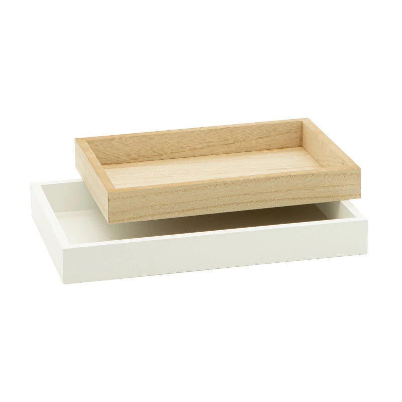 Set 2 Vassoi Portaoggetti White&natural 29x18x3,4