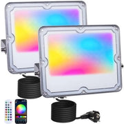 Set di proiettori LED RGB a doppio fascio, illuminazione esterna dimmerabile 30W con controllo via app