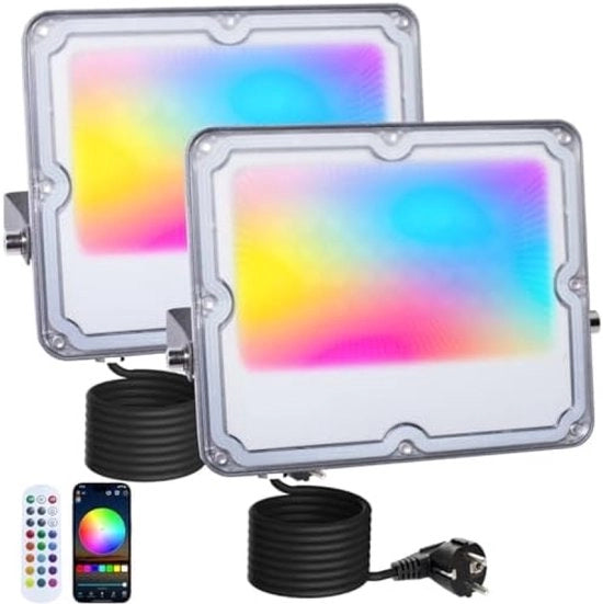 Set di proiettori LED RGB a doppio fascio, illuminazione esterna dimmerabile 30W con controllo via app