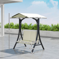 Dondolo da Giardino 2 Posti 150x120x182 cm con Tettuccio Regolabile Crema