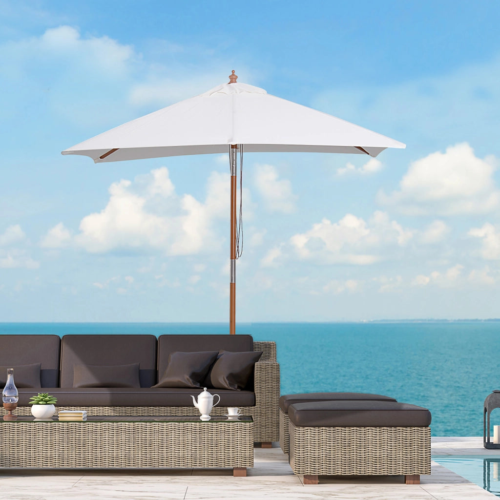 Ombrellone da Giardino Retrattile ¨C zephmum ¨C Rettangolare 200x150x235 cm Crema