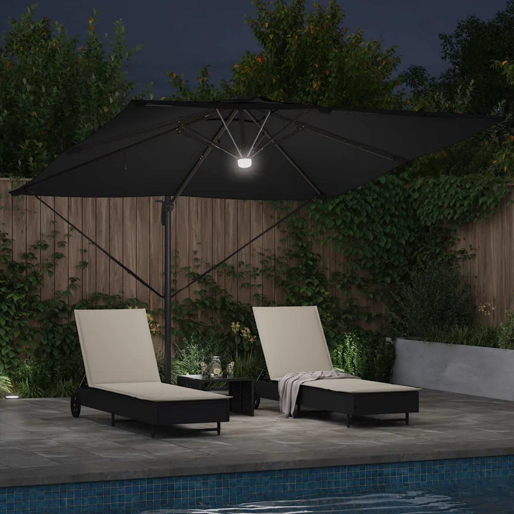 Parasole Roma-Ombrellone da giardino Nero 286 x 284 x 270 cm Alluminio e Poliestere