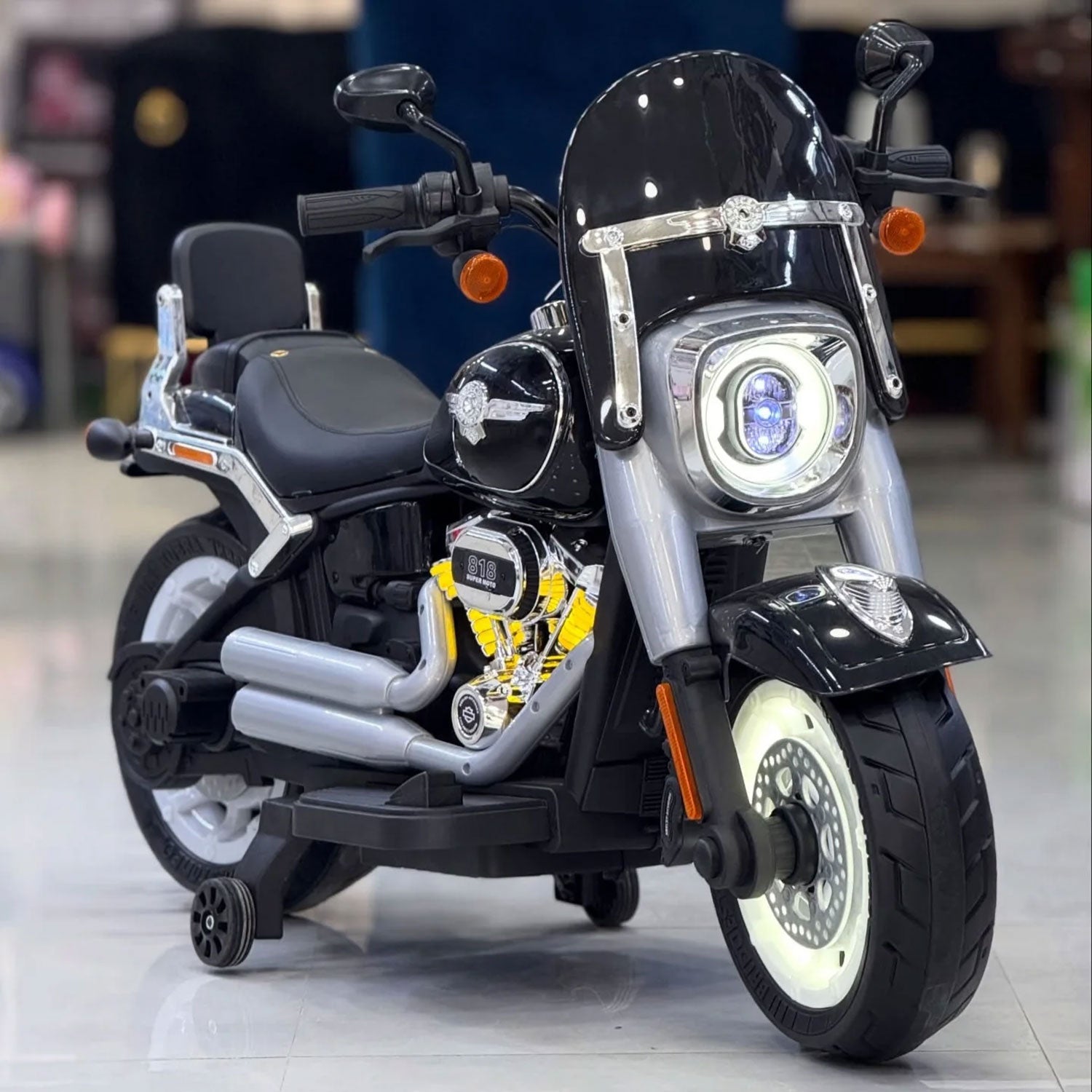 Moto Elettrica per Bambini Cruiser Acceleratore a Manubrio 12V 7Ah Arancione