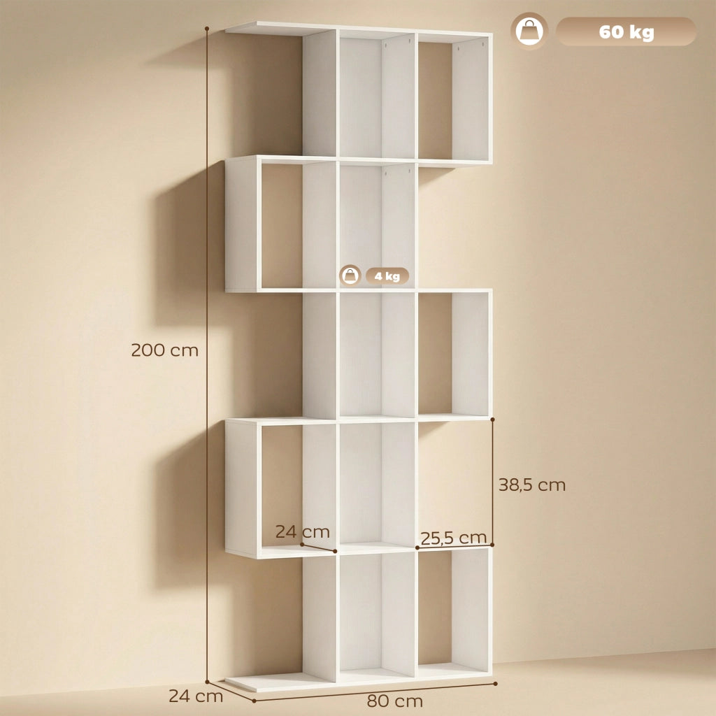 Libreria Scaffale 5 Livelli Soggiorno Studio Ufficio ¨C zephmum ¨C 80x24x200 cm Bianco