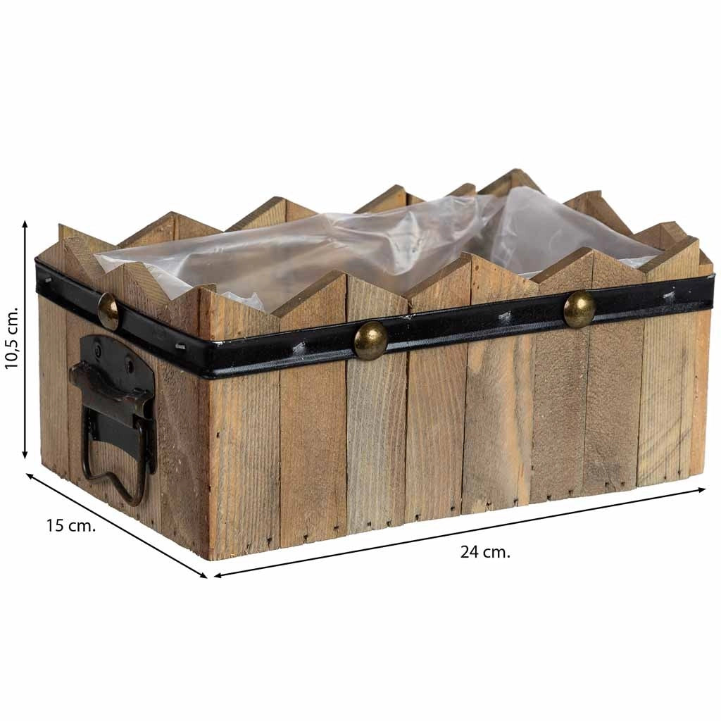 Cesto rettangolare in legno blu 24x15x9/10,5h cm