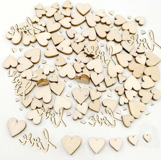 Decorazioni di legno in forma di cuore - 6 misure per decorazione di tavola per matrimoni - 275 pezzi decorazioni di tavola confetti d'amore