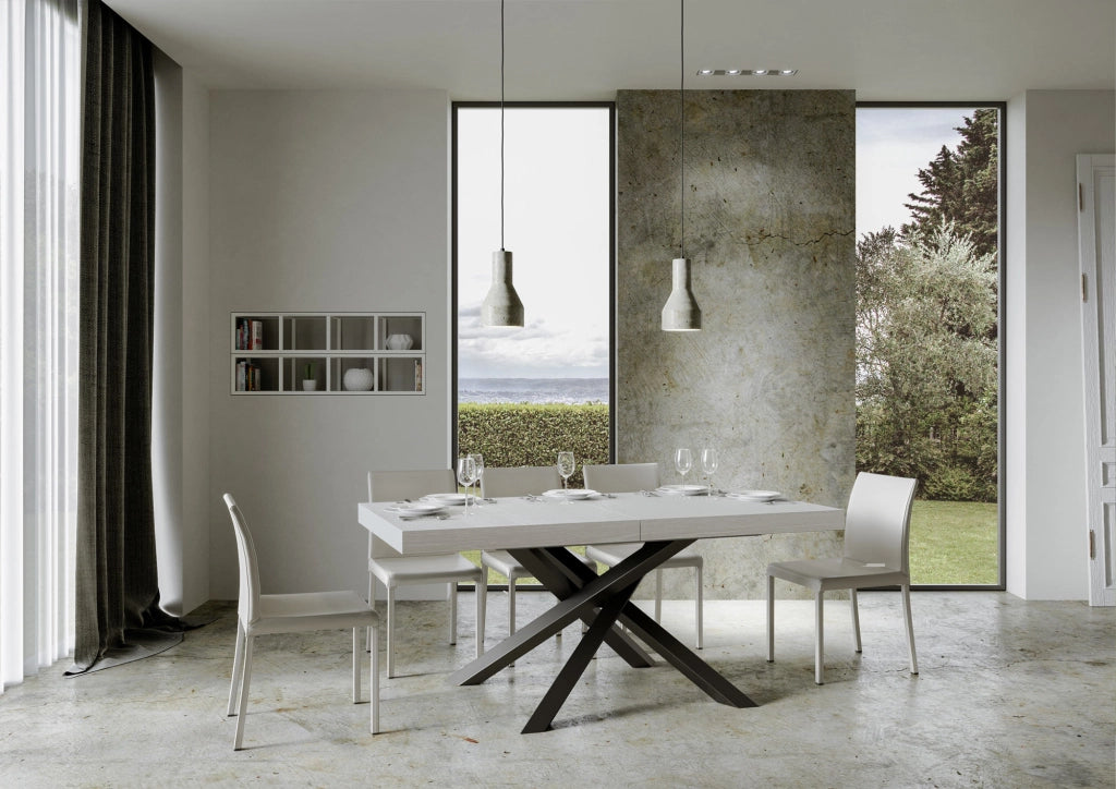 Tavolo allungabile 90x200/460 cm Volta bianco frassino telaio Antracite