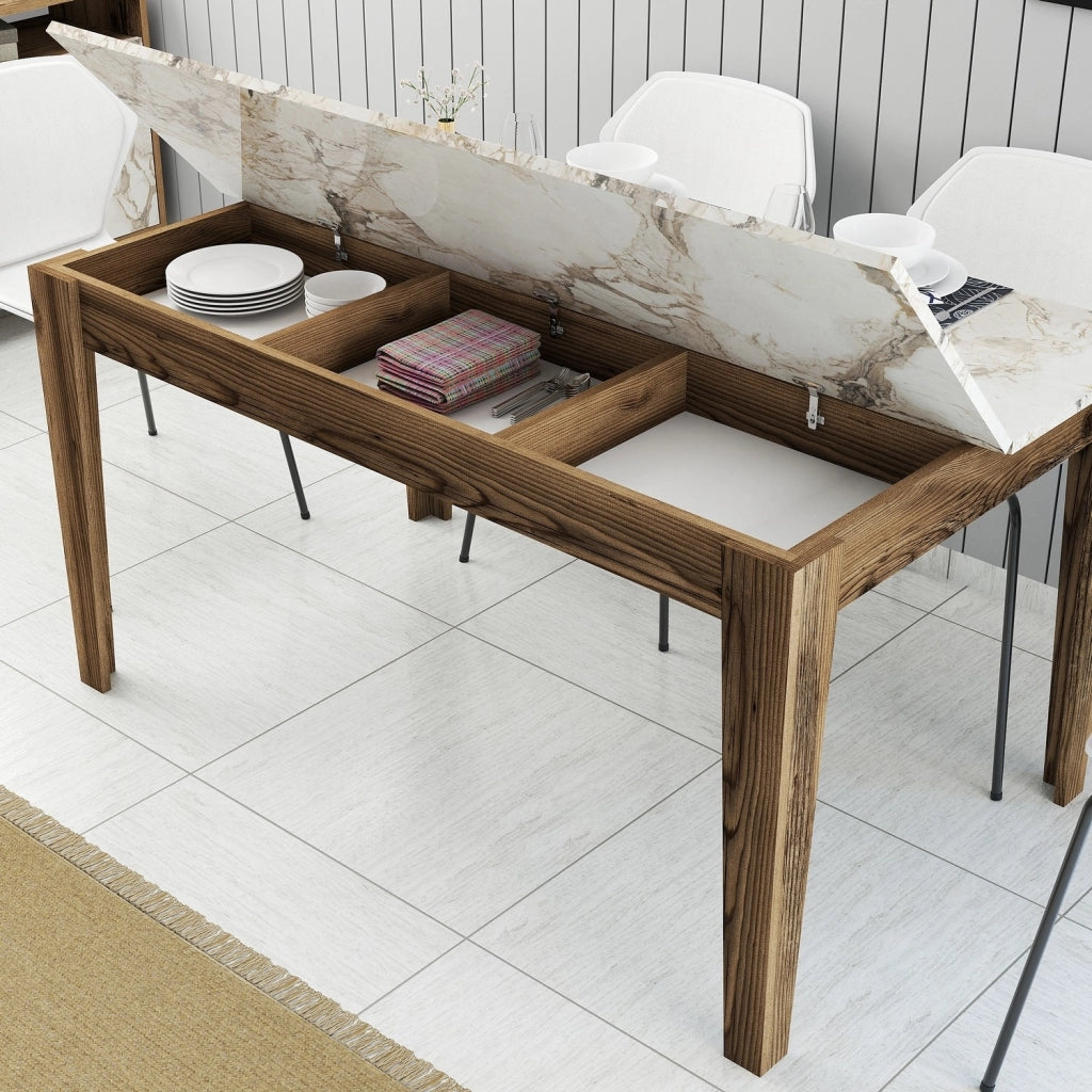 Viverone, Tavolo Fisso 6 Posti, 145x88x75h cm Marrone Noce
